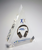 6 1/2" x 8" x 1 1/4" TRIANGLE EMBEDMENT AWARD LUCITE