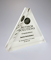 4" x 3 1/2" x 7/8" TRIANGLE EMBEDMENT AWARD LUCITE
